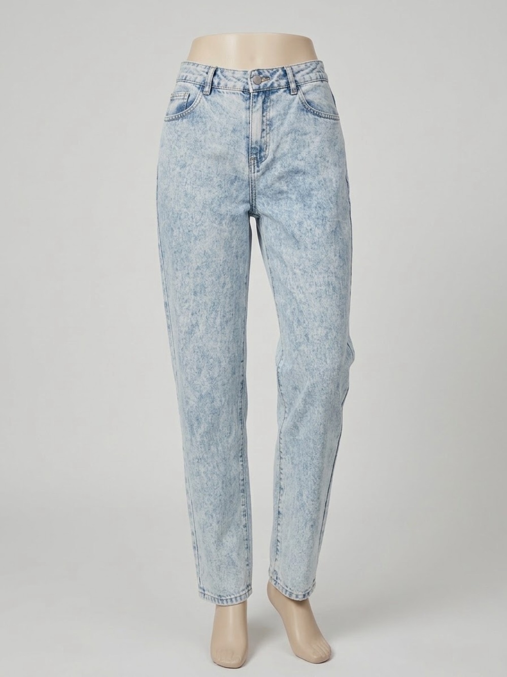 SHEIN Light Blue Acid Wash High-Rise Boyfriend Jeans